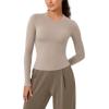 imageODODOS Thin Soft Long Sleeve Tee for Women Crew Neck Tops Lightweight Slim Fit TShirtsLight Mocha