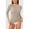 imageODODOS Thin Soft Long Sleeve Tee for Women Crew Neck Tops Lightweight Slim Fit TShirtsLight Mocha