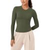 imageODODOS Thin Soft Long Sleeve Tee for Women Crew Neck Tops Lightweight Slim Fit TShirtsOlive Green