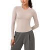 imageODODOS Thin Soft Long Sleeve Tee for Women Crew Neck Tops Lightweight Slim Fit TShirtsStone