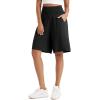 imageODODOS Womens Wide Leg Lounge Shorts with Pockets Lightweight Soft Relaxed Casual Pajama Bottom8quot 10quot InseamBlack