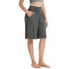 imageODODOS Womens Wide Leg Lounge Shorts with Pockets Lightweight Soft Relaxed Casual Pajama Bottom8quot 10quot InseamCharcoal Heather