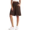 imageODODOS Womens Wide Leg Lounge Shorts with Pockets Lightweight Soft Relaxed Casual Pajama Bottom8quot 10quot InseamChocolate