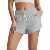 imageODODOS Womens Performance Shorts Ultra Soft Stratum Tech Mid Rise Relaxed Shorts with Pocket 3quot Inseam Moisture WickingPale Grey Heather