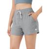 imageODODOS Womens RelaxedFit Shorts Ultra Soft Stratum Tech Mid Rise Shorts with Pocket 35quot InseamMoisture Wicking UPF 50Grey Heather