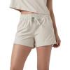 imageODODOS Womens RelaxedFit Shorts Ultra Soft Stratum Tech Mid Rise Shorts with Pocket 35quot InseamMoisture Wicking UPF 50Milkweed Heather