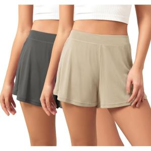 imageODODOS 2Pack UltraSoft Modal Lounge Shorts for Women  Lightweight ampamp Breathable Sleepwear 3quot InseamAbalonecharcoalwashed