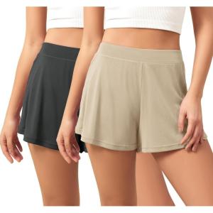 imageODODOS 2Pack UltraSoft Modal Lounge Shorts for Women  Lightweight ampamp Breathable Sleepwear 3quot InseamBlackabalonewashed