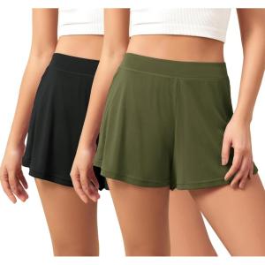 imageODODOS 2Pack UltraSoft Modal Lounge Shorts for Women  Lightweight ampamp Breathable Sleepwear 3quot InseamBlackarmy