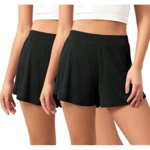 imageODODOS 2Pack UltraSoft Modal Lounge Shorts for Women  Lightweight ampamp Breathable Sleepwear 3quot InseamBlackblack