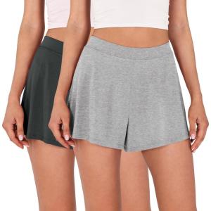 imageODODOS 2Pack UltraSoft Modal Lounge Shorts for Women  Lightweight ampamp Breathable Sleepwear 3quot InseamBlackheather Greywashed