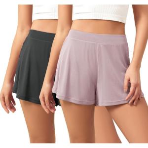 imageODODOS 2Pack UltraSoft Modal Lounge Shorts for Women  Lightweight ampamp Breathable Sleepwear 3quot InseamBlacklavenderwashed