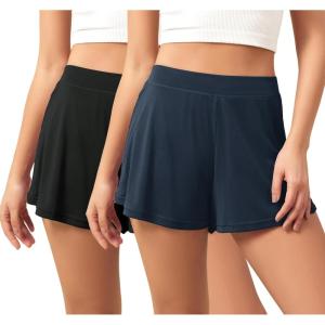 imageODODOS 2Pack UltraSoft Modal Lounge Shorts for Women  Lightweight ampamp Breathable Sleepwear 3quot InseamBlackmidnight