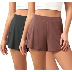 imageODODOS 2Pack UltraSoft Modal Lounge Shorts for Women  Lightweight ampamp Breathable Sleepwear 3quot InseamBlacksangriawashed