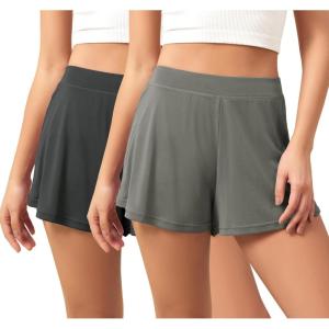 imageODODOS 2Pack UltraSoft Modal Lounge Shorts for Women  Lightweight ampamp Breathable Sleepwear 3quot InseamBlacksteelwashed