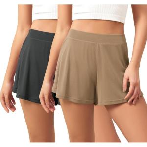 imageODODOS 2Pack UltraSoft Modal Lounge Shorts for Women  Lightweight ampamp Breathable Sleepwear 3quot InseamBlackwarm Tanwashed