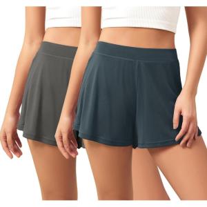 imageODODOS 2Pack UltraSoft Modal Lounge Shorts for Women  Lightweight ampamp Breathable Sleepwear 3quot InseamCharcoaldeep Tealwashed