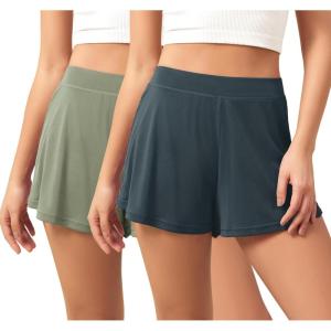 imageODODOS 2Pack UltraSoft Modal Lounge Shorts for Women  Lightweight ampamp Breathable Sleepwear 3quot InseamSage Greendeep Tealwashed