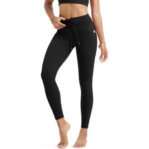 imageODODOS Womens Drawstring Tie Daily Pocket Leggings 25quot  28quot High Waist Workout Yoga PantsBlack
