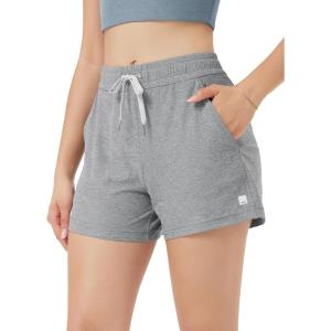 imageODODOS Womens RelaxedFit Shorts Ultra Soft Stratum Tech Mid Rise Shorts with Pocket 35quot InseamMoisture Wicking UPF 50Grey Heather