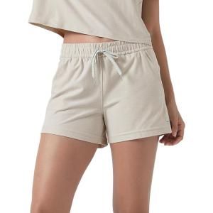 imageODODOS Womens RelaxedFit Shorts Ultra Soft Stratum Tech Mid Rise Shorts with Pocket 35quot InseamMoisture Wicking UPF 50Milkweed Heather