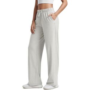 imageODODOS Womens Straight Leg Pants Ultra Soft Stratum Tech Relaxed Casual Pajama Lounge Pants with Pockets29 InseamSalt Heather