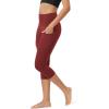 imageODODOS Womens High Waisted Yoga Capris with Pockets Tummy Control Non See Through Workout Athletic Running Capri LeggingsBrick Red