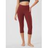 imageODODOS Womens High Waisted Yoga Capris with Pockets Tummy Control Non See Through Workout Athletic Running Capri LeggingsBrick Red
