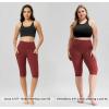 imageODODOS Womens High Waisted Yoga Capris with Pockets Tummy Control Non See Through Workout Athletic Running Capri LeggingsBrick Red