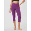 imageODODOS Womens High Waisted Yoga Capris with Pockets Tummy Control Non See Through Workout Athletic Running Capri LeggingsPlum Purple
