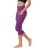 imageODODOS Womens High Waisted Yoga Capris with Pockets Tummy Control Non See Through Workout Athletic Running Capri LeggingsPlum Purple