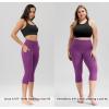 imageODODOS Womens High Waisted Yoga Capris with Pockets Tummy Control Non See Through Workout Athletic Running Capri LeggingsPlum Purple