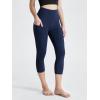 imageODODOS Womens High Waisted Yoga Capris with Pockets Tummy Control Non See Through Workout Athletic Running Capri LeggingsTie Dye Blue Navy