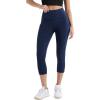 imageODODOS Womens High Waisted Yoga Capris with Pockets Tummy Control Non See Through Workout Athletic Running Capri LeggingsTie Dye Blue Navy