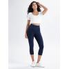 imageODODOS Womens High Waisted Yoga Capris with Pockets Tummy Control Non See Through Workout Athletic Running Capri LeggingsTie Dye Blue Navy