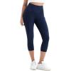 imageODODOS Womens High Waisted Yoga Capris with Pockets Tummy Control Non See Through Workout Athletic Running Capri LeggingsTie Dye Blue Navy