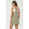 imageODODOS Womens Purevibe Cotton Mini Dress with Pockets Strappy Racerback Cover Up Tank Dress Shirts Not IncludedGray Green