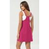 imageODODOS Womens Purevibe Cotton Mini Dress with Pockets Strappy Racerback Cover Up Tank Dress Shirts Not IncludedPink Peacock