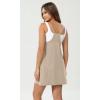 imageODODOS Womens Purevibe Cotton Mini Dress with Pockets Strappy Racerback Cover Up Tank Dress Shirts Not IncludedPlaza Taupe