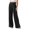 imageODODOS Chiffon Flowy Pleated Wide Leg Pants for Women Lightweight High Waist Trouser with Pockets2729quot 31quot InseamBlack