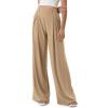 imageODODOS Chiffon Flowy Pleated Wide Leg Pants for Women Lightweight High Waist Trouser with Pockets2729quot 31quot InseamDesert