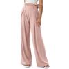 imageODODOS Chiffon Flowy Pleated Wide Leg Pants for Women Lightweight High Waist Trouser with Pockets2729quot 31quot InseamPink