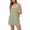 imageODODOS Womens Purevibe Cotton Mini Dress with Pockets Strappy Racerback Cover Up Tank Dress Shirts Not IncludedGray Green