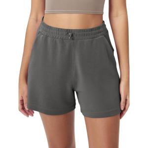 imageODODOS Modal Soft Relaxed Shorts for Women Adjustable Shockcord High Waist Casual Shorts with Pockets  4quot  6quot InseamCharcoal