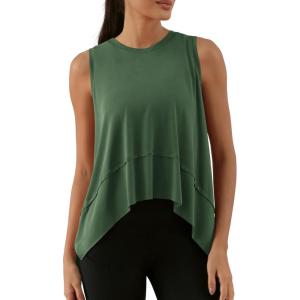 imageODODOS Modal Soft Sleeveless Crop Top for Women Athletic Tee Gym Workout Cropped Yoga TankDark Greenwashed Long