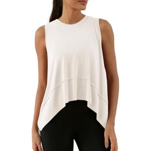 imageODODOS Modal Soft Sleeveless Crop Top for Women Athletic Tee Gym Workout Cropped Yoga TankIvorywashed Long