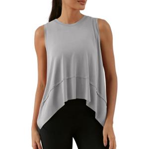 imageODODOS Modal Soft Sleeveless Crop Top for Women Athletic Tee Gym Workout Cropped Yoga TankLight Greywashed Long