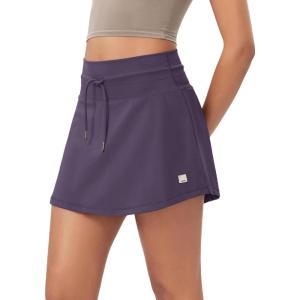 imageODODOS Womens Drawstring Tie Daily Skirts Builtin Shorts Athletic Golf Tennis Skorts with Ball PocketDark Purple