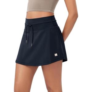 imageODODOS Womens Drawstring Tie Daily Skirts Builtin Shorts Athletic Golf Tennis Skorts with Ball PocketDeep Navy