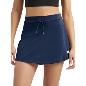 imageODODOS Womens Drawstring Tie Daily Skirts Builtin Shorts Athletic Golf Tennis Skorts with Ball PocketNavy